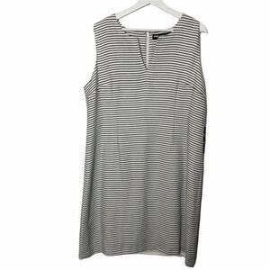 Karl Lagerfeld NWT Wms Black White Stripe Sleeveless Lined Shift Dress Size 16